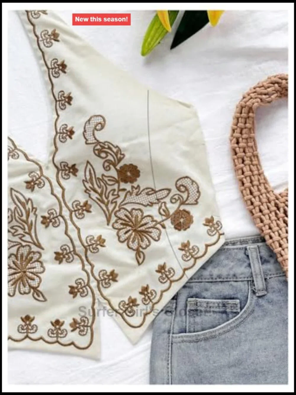 Women's Plus Size Halter Top with Floral Embroidery, Asymmetrical Hem, Boho